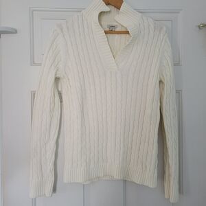 LL Bean Collared Cable Knit Sweater